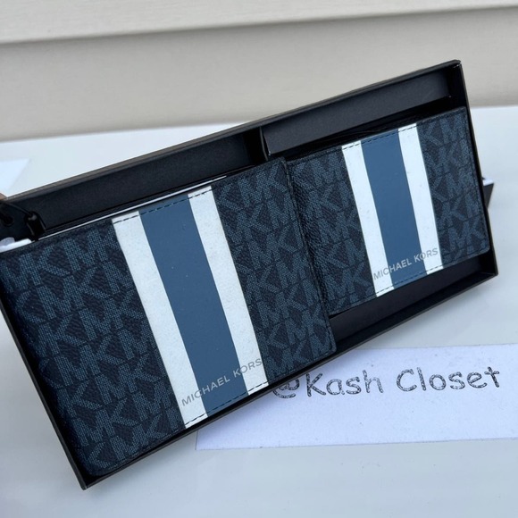 Michael kors Men Wallet Card Case Gift box set Admiral Multi - Picture 5 of 6